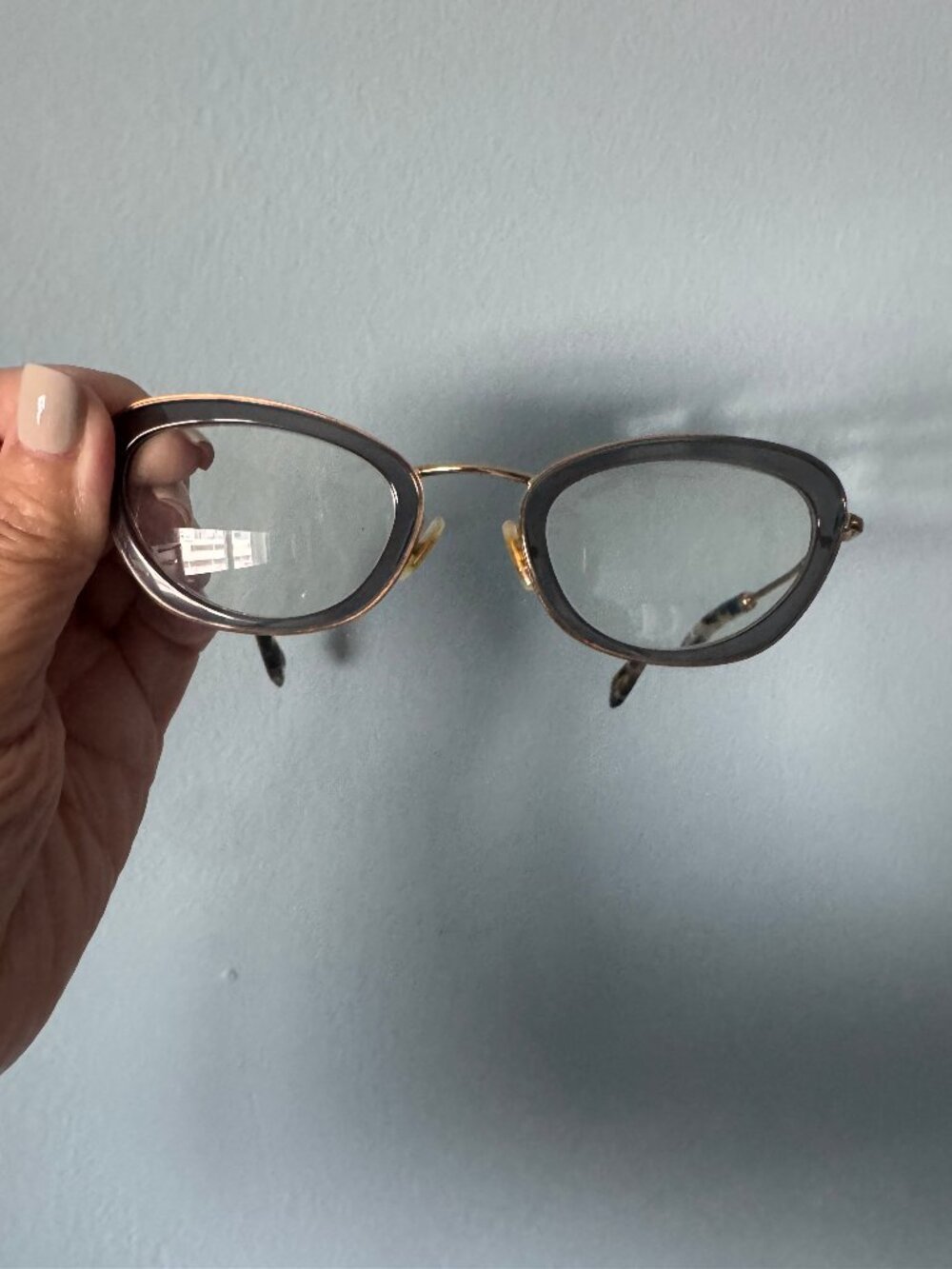 Miu Miu VMU 52N ROY-1O1 Eyeglasses Rose Gold Gray Cat Eye Frame 51-24-140